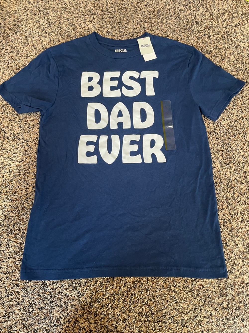 BEST DAD EVER Navy Graphic Tee Mens Size Small Relaxed Fit | NWT